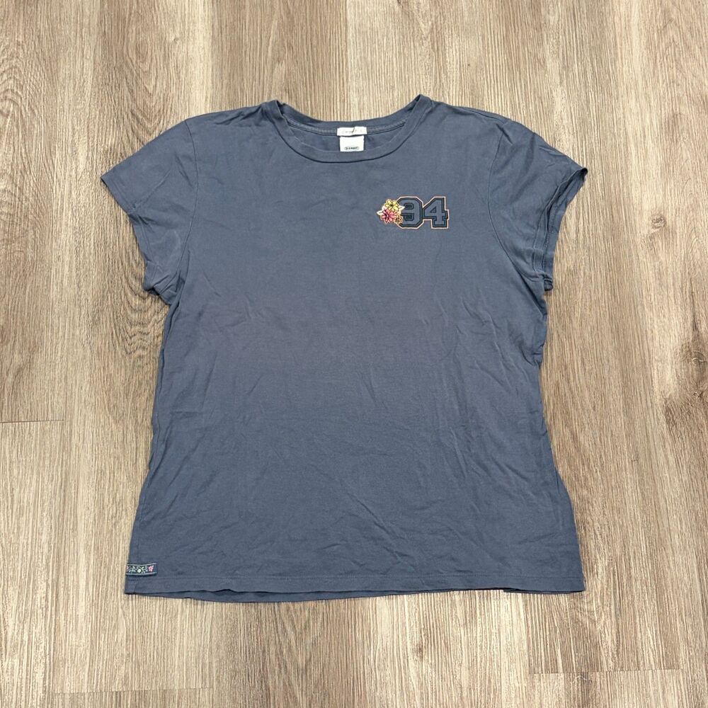 Vtg 2005 Y2K Old Navy Perfect Fit Top t-Shirt Women's Sz XL Grey Blue Fitted Top